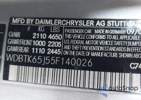 2005 Mercedes-Benz Clk 320 из США, поврежденный, VIN WDBTK65J55F140026